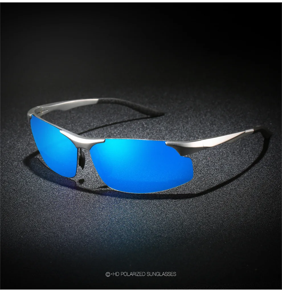 SHARK SAIL Design Aluminum Magnesium Sunglasses Polarized Men Semi Rimless Coating Mirror Sun Glasses Male Eyewear Accessories