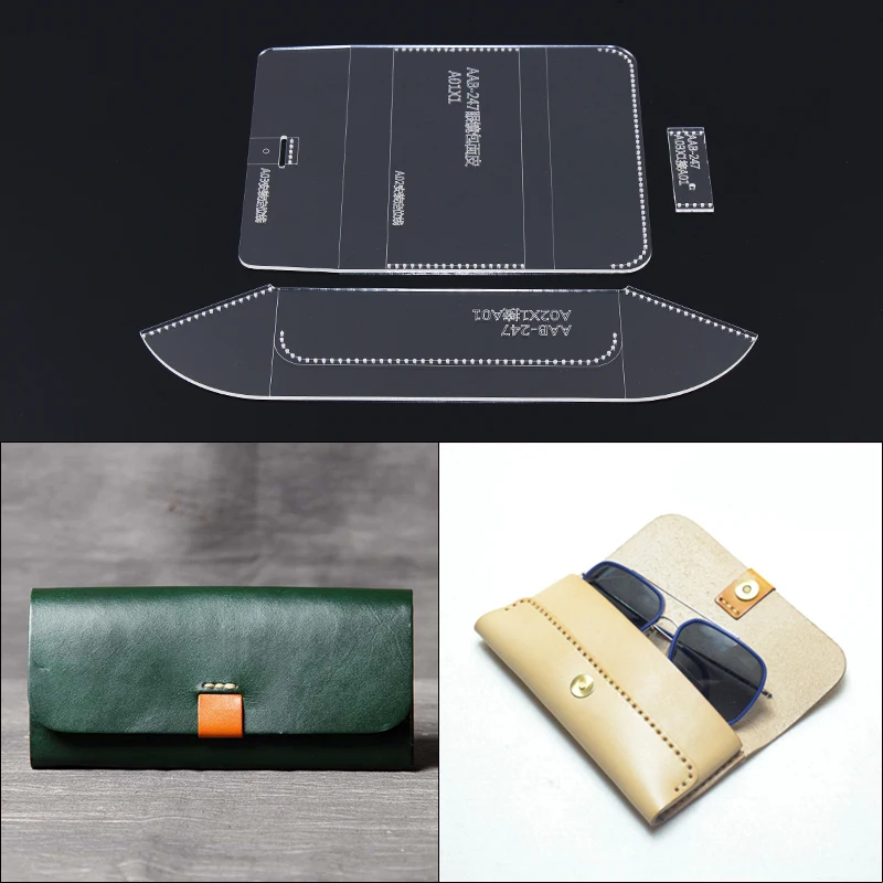 

1Set DIY Acrylic Template New Glasses Case Sunglasses Case Leather Craft Pattern DIY Stencil Sewing Pattern 16cm*7cm