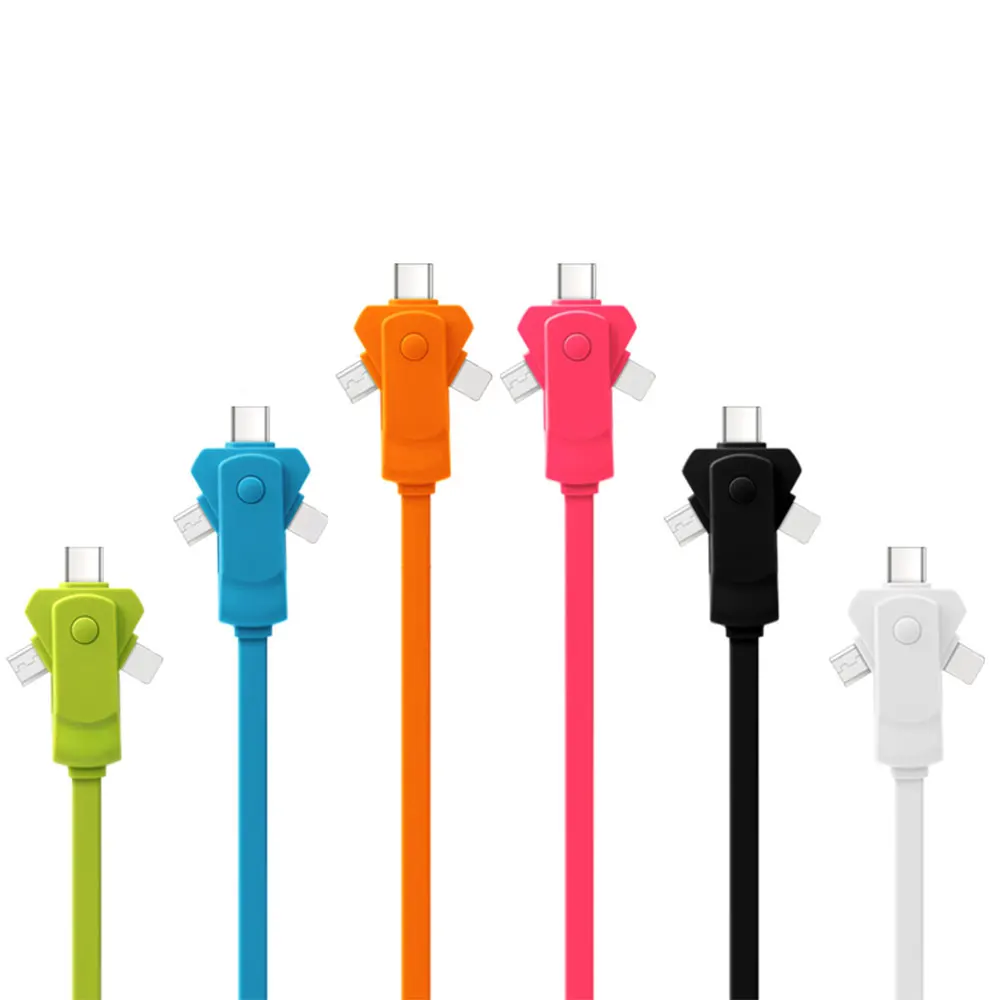 Вращающаяся головка 3 в 1 usb type C Micro кабель для iPhone 7 11 XS 6 кабель для быстрой зарядки для Xiaomi mi8 Redmi 4x 6a для huawei кабель