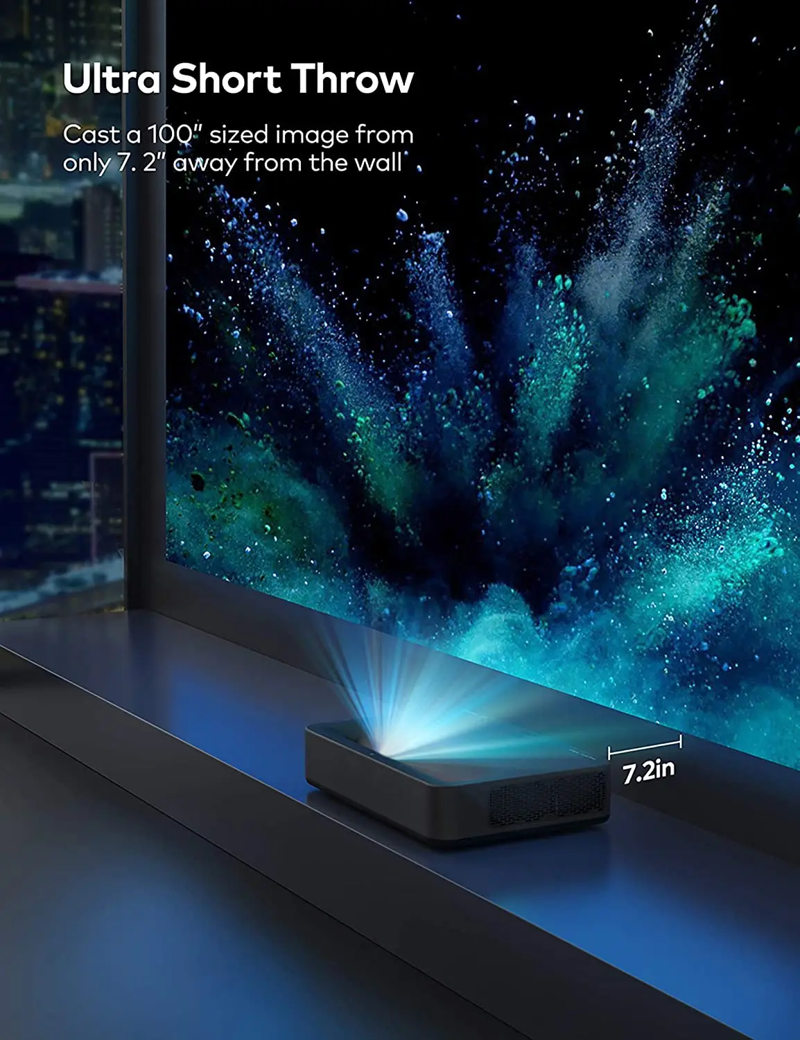 Proyektor Hitam Laser Vava 4K UHD Home 