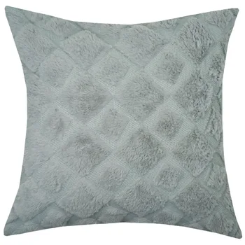 

Luxury Decorative Style Grey Faux Fur Throw Pillow Case Boho Cushion Cover 18 x 18 Inches 45 x 45 cm