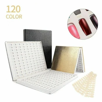

120 Colors Art Dustproof UV Gel DIY Polish Faux Leather Tips Home Nail Display Book Crocodile Pattern Salon Tools Card Board