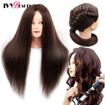 

85% Real Human Hair Mannequin Head For Hair Training Styling Practice Professional Hairdressing Cosmetology Doll Head For Braid