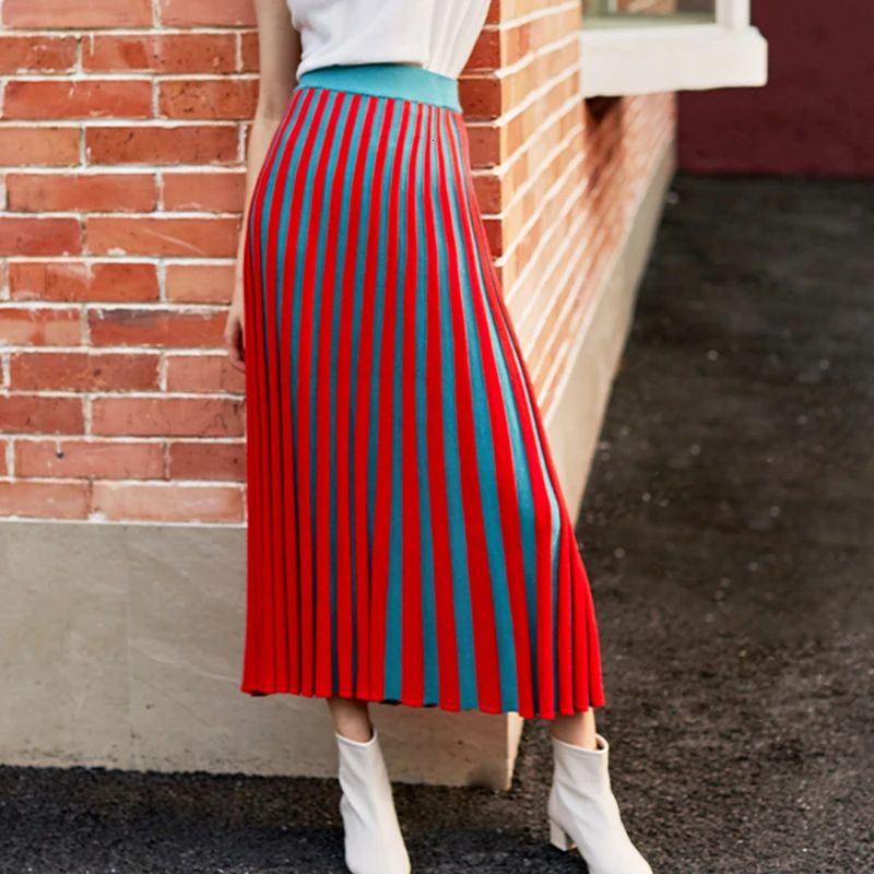 TWOTWINSTYLE повседневные Лоскутные популярные цветные юбки для женщин с высокой талией, плиссированные женские юбки, модная одежда