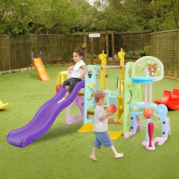 

6 In 1 Climber Patio Swings Playset Baby Swing Kids Playset For Backyard Indoor Slide Garden Furniture Meubles