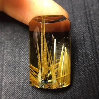 

Certificate Natural Gold Rutilated Quartz Wealthy Pendant Rare Bead 26*15*7mm Rectangle Crystal Fashion Pendant Jewelry AAAAAA