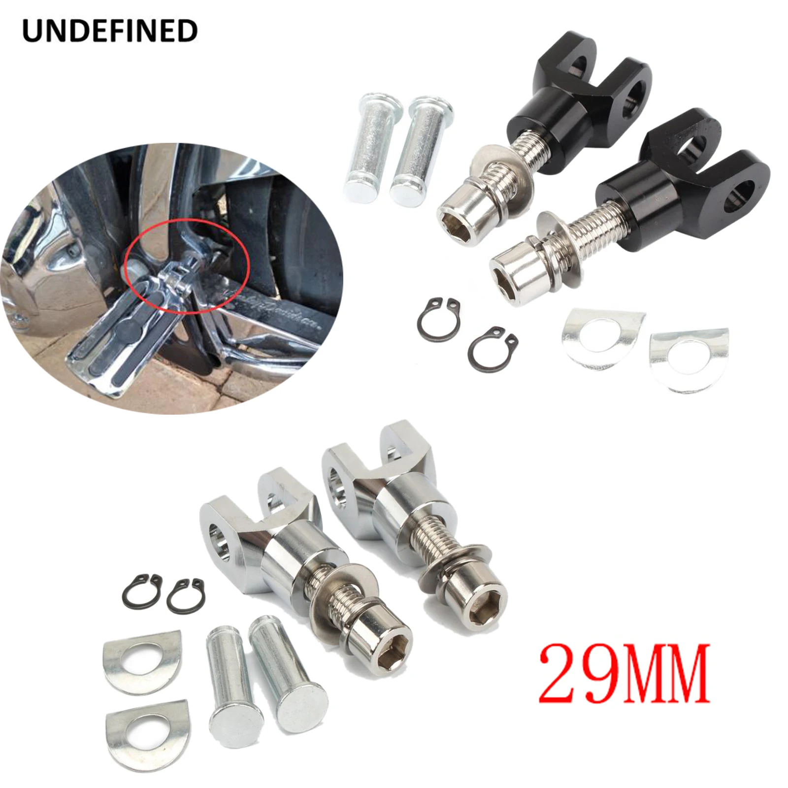 29mm Motorcycle Foot Peg Clevis Mount Kit Hardware Set Footrests Pegs