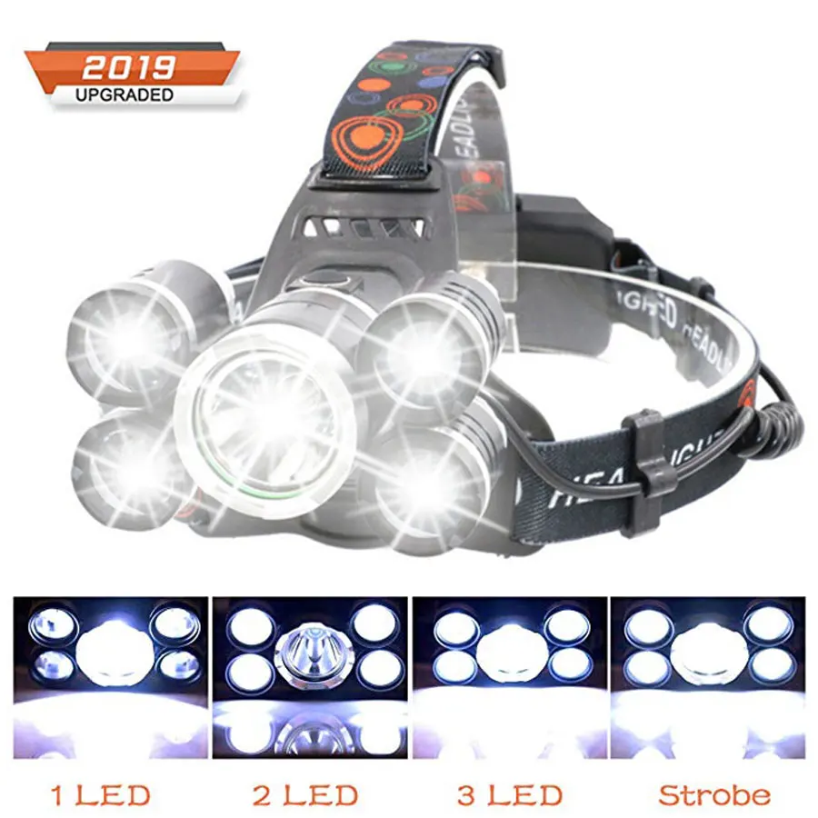 

1T6+4xpe LED Headlamp Ultra Bright Work Light 4 Lighting USB Flashlight Waterproof Headlight 18650 Battery for Fishing Hunting