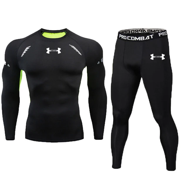 

2Pcs/Set Compression Men's Sport Suits Quick Dry Running sets Long sleeve Clothes Training Gym Fitness Tracksuits Sports Joggers