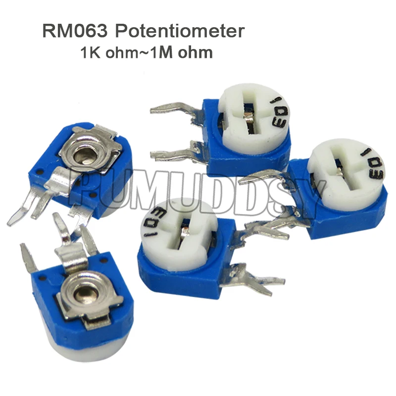20PCS RM063 Trimmer Potentiometer Adjustable Resistor 500R 1K 5K 10K 20K 50K 100K 200K 500K 1M rm063 Variable Resistors PUMUDDSY |