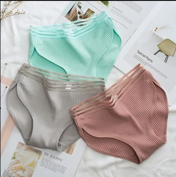 

Famous Brand Women's Cotton Panties Female Lace Edge Breathable Briefs Sexy Underwear Women Cotton Crotch Lingerie Intimates