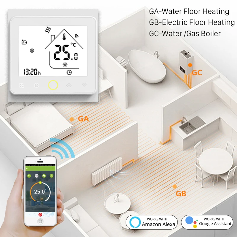 Wi-Fi умный термостат регулятор температуры для воды/Электрический напольный нагрев воды/газовый котел работает с Alexa Google Home IFTTT