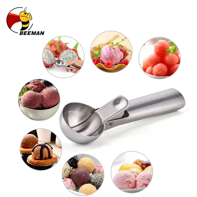 Beeman Ice-cream Scoop Ice Cream Stainless Steel Ball Maker Yogurt Cookie Dough Meat Balls Watermelon Spoon | Дом и сад