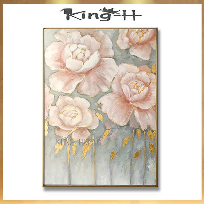 

Красивые цветы, украшение на стену, чистая ручная работа, картина маслом, фон, Висячие картины для гостиной, спальни, без рамки