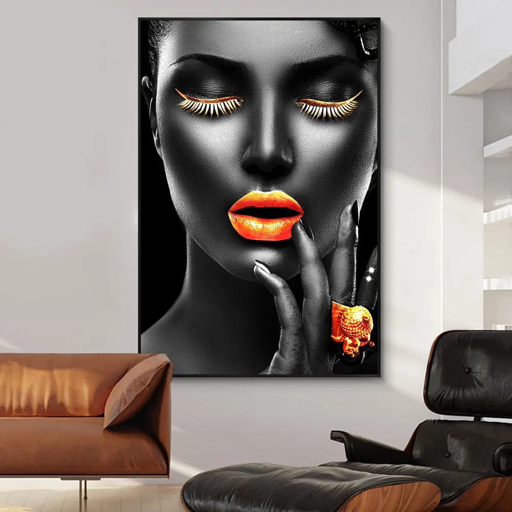 Modern Black Woman Canvas Painting Poster Print Wall Art Picture For