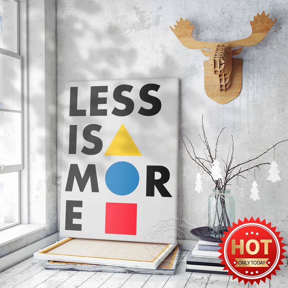 

Exhibition Print, Bauhaus Art Poster, Less is more Print Art, Yellow Red Blue Wall Art, Bauhaus Museum Wall Stickers, Home Decor