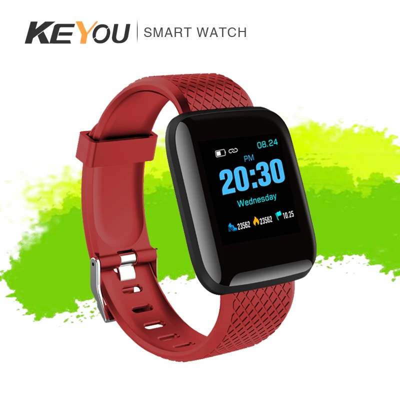 

KEYOU-D13 Sports Clock Smart Watch Heart Rate Blood Pressure Monitor Pedometer Calorie Fitness Tracker Replaceable Color Strap