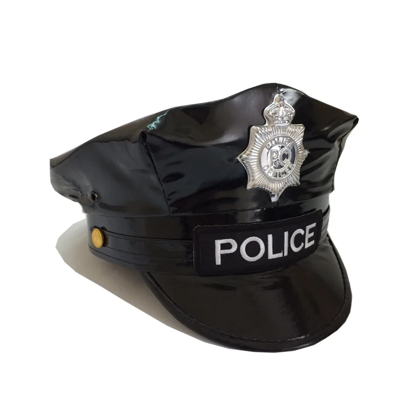 Police Officer Soft Leather Hat Unisex Adult Cosplay Party Dress Up Hat Accessories Europen and American Style party hat adult police hat