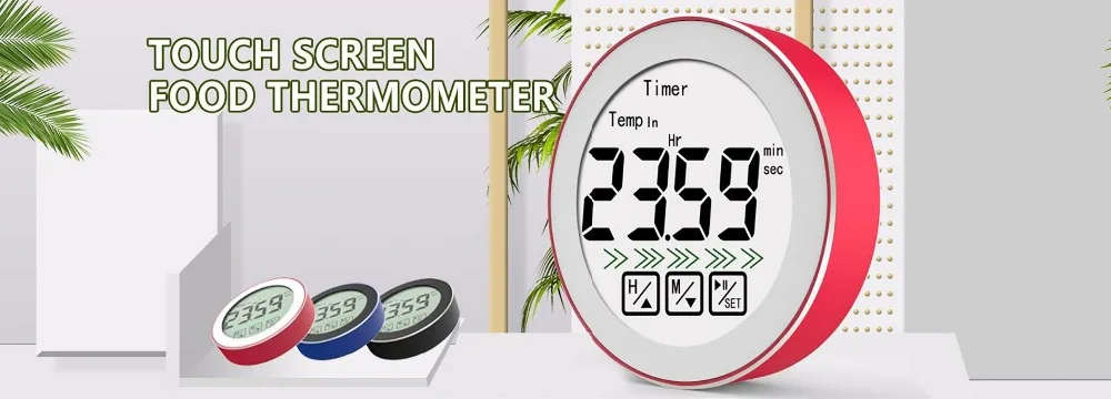 3 в 1 цифровой термометр для приготовления мяса барбекю с сенсорным экраном, термометр для приготовления пищи в помещении и на открытом воздухе с таймером и зондом для домашней печи для барбекю