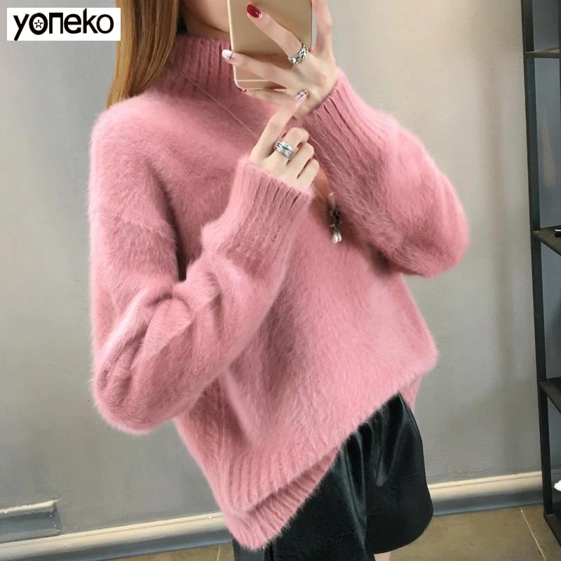 

Turtleneck Mohair Sweater Women 2020 Autumn Winter Clothes Women Pullover Robe Pull Femme Hiver Loose Streetwear Jumper Sweater