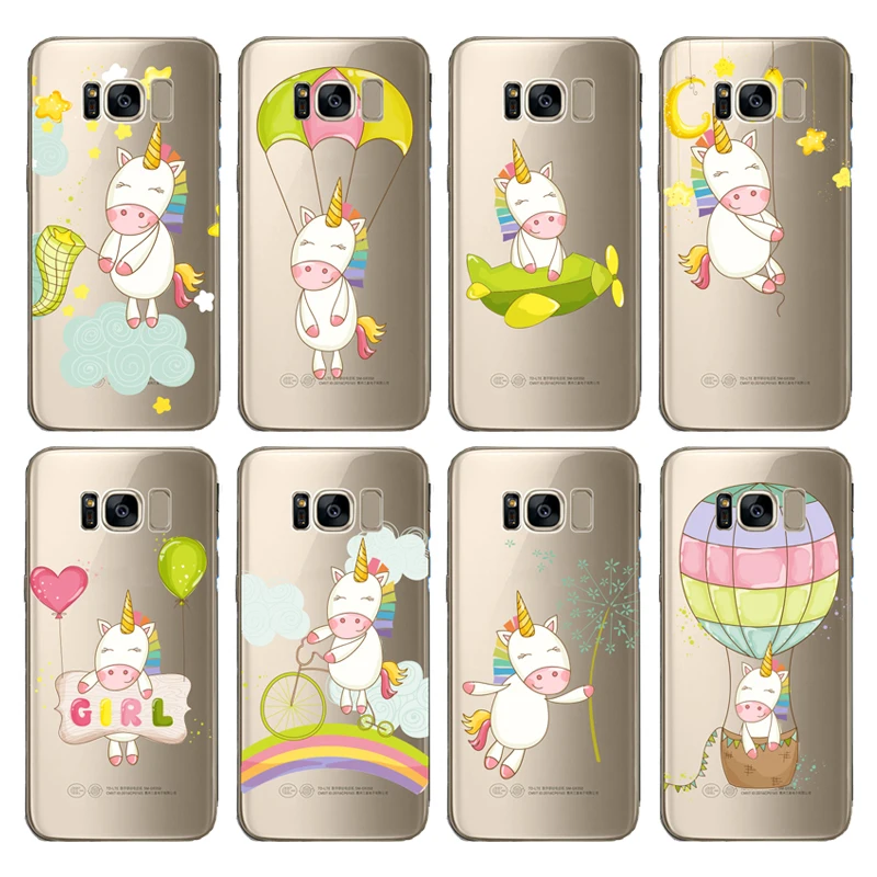 

phone case happy birthday gift unicorn clear soft cover for samsung note 10 9 8 5 4 s10 s9 s8 s7 s6 edge plus