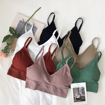 

Women Girls underwear bra beauty back bra tube top sports lingerie Students Solid color anti-bare bras