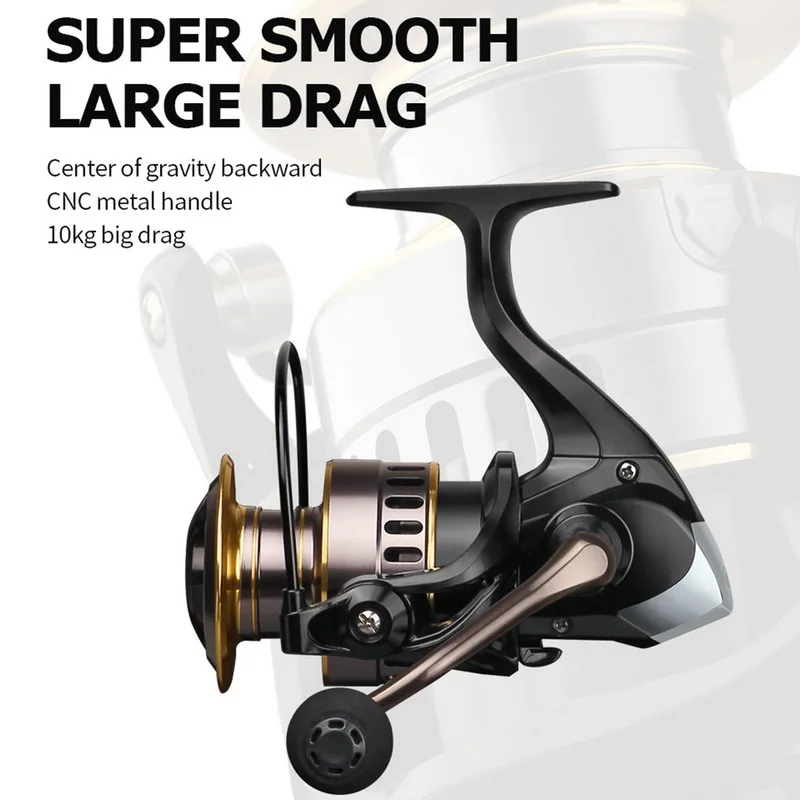 

2020 New Fishing Reel HE1000-7000 Max Drag 10kg Reel Fishing 5.2:1 High Speed Metal Spool Spinning Reel Saltwater Reels