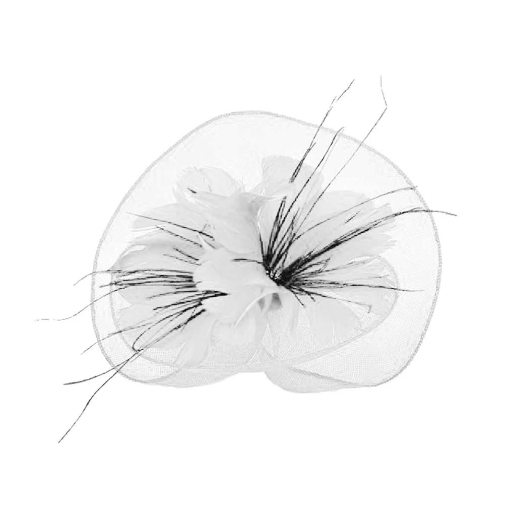 Net Flower Fascinator Feather Big Headband Wedding Women Racing Parts Church Hat