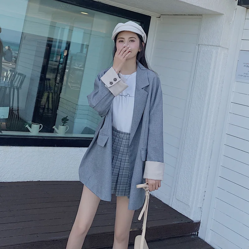 

Photo Shoot Suit Jacket Women's Korean-style Loose-Fit 2019 Autumn New Style Students Thin Online Celebrity CHIC Short Suit