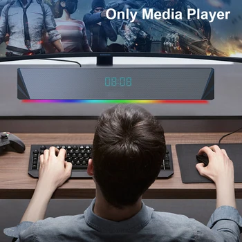 

Desktop Computer Music Playing Remote Control Bluetooth Sound Bar Speaker Laptop Tablets TV Smartphones RGB LED Display For PC