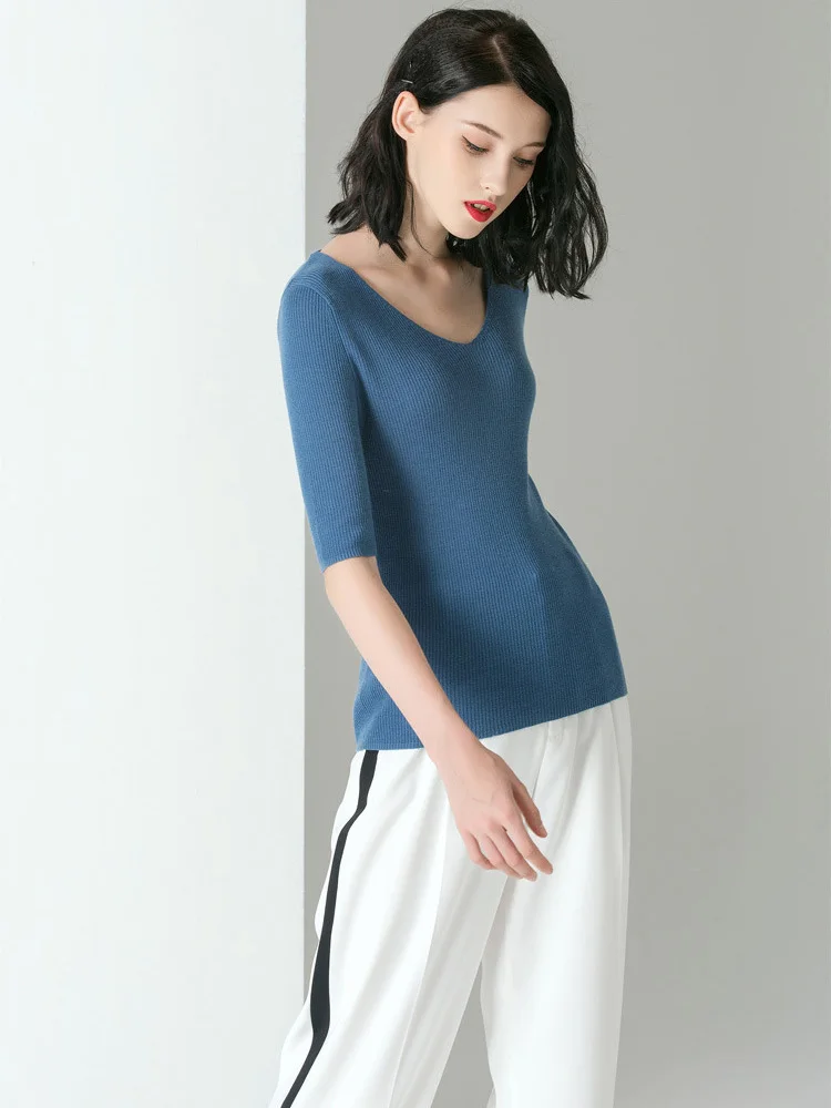 SuyaDream Women Pullovers 100%Merino Wool Knitted