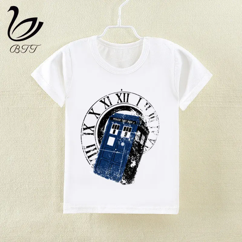 Модная футболка с забавным принтом «Doctor Who Dr», детские летние топы с круглым вырезом, футболка для мальчиков и девочек