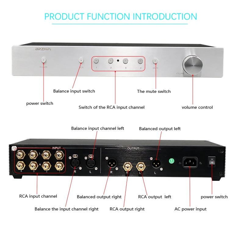 BRZHIFI Audio MBL6010 Circuit Full Balanced Preamplifier with Remote Control Audiophile HiFi Preamp Home Theater