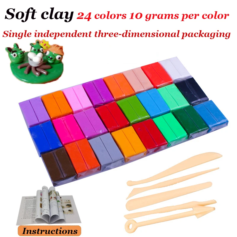 

24Colors Polymer Clay Light Soft Clay DIY Soft Molding Craft Oven Baking Clay Blocks Birthday Gift for Kids Adult Safe Colorful
