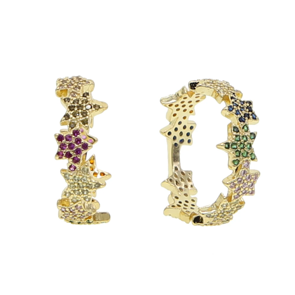 

fashion new star signet ring Gold filled fashion european women rainbow cz paved minimal delicate flower engagement rings