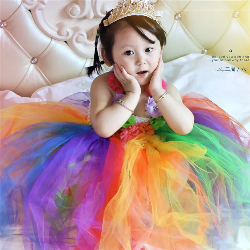 

New Style Rainbow GIRL'S Tutu 3-8-Year-Old Girls Dance biao yan qun Gauze Tutu Skirt Dancing Suit