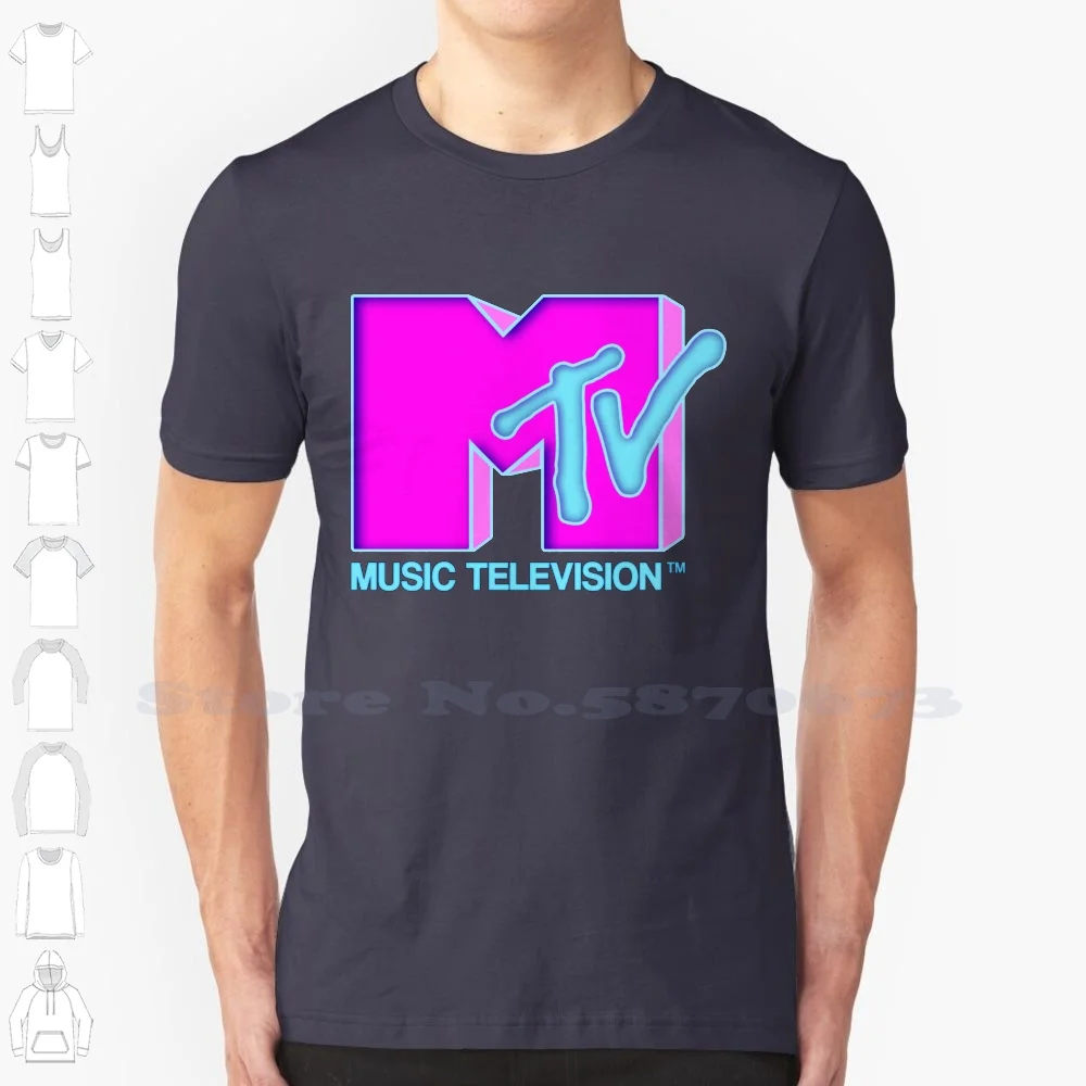 Mtv-Neon 80S Design Fashion Vintage Tshirt Magliette Mtv Beavis E Butthead 90S 80S 1980S Vintage Retro Tv Boombox Mtv