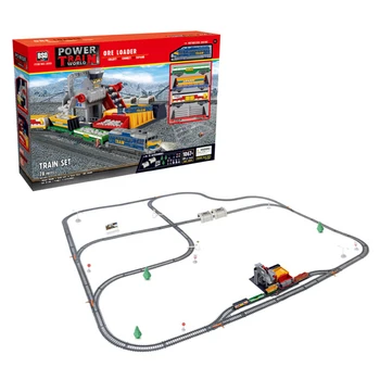 

78Pcs 1067cm Electric Track Light Small Train Carriages Train Set Children Toy Train - Ore Loader + Tunnel