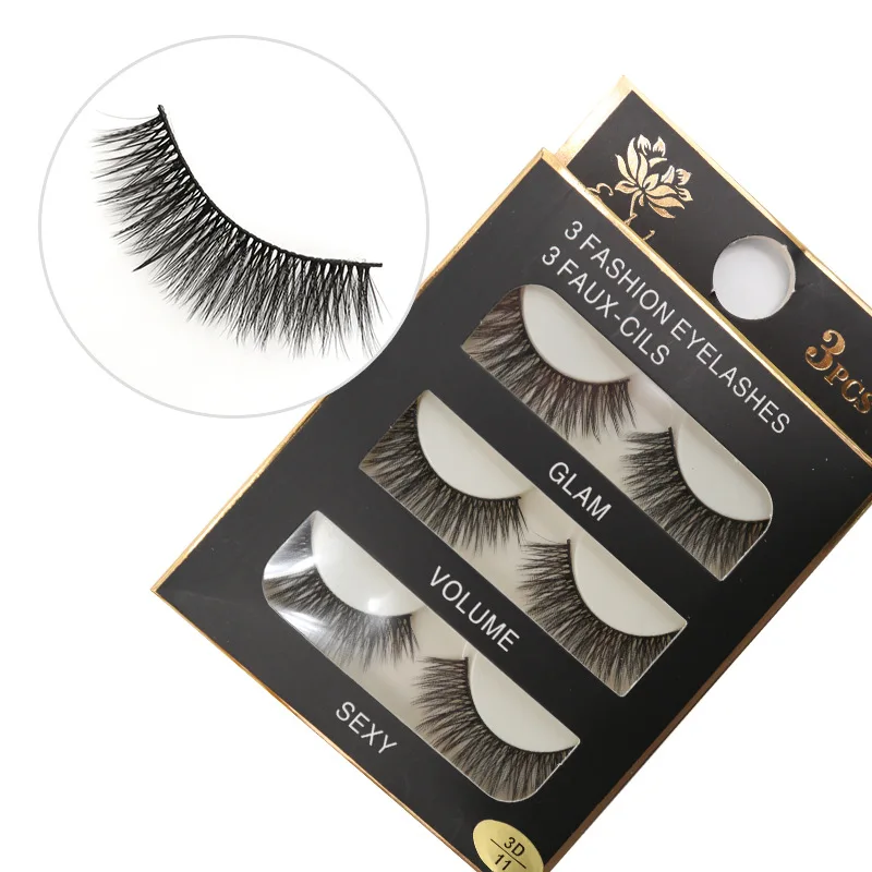 

Hot sale 3D04-FG02 Best Selling 3 Pairs 100% Handmade 3D Mink False Eyelashes With Packaging Box