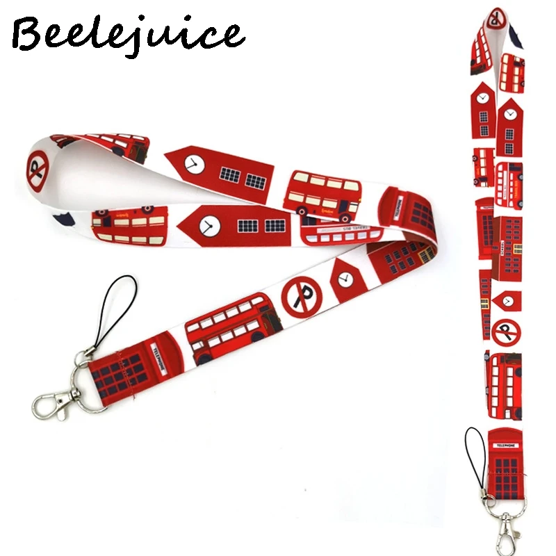 British life london bus Couple Keychain Lanyards Id Badge Holder ID Card Pass Gym Mobile Phone Key Straps | Мобильные телефоны и
