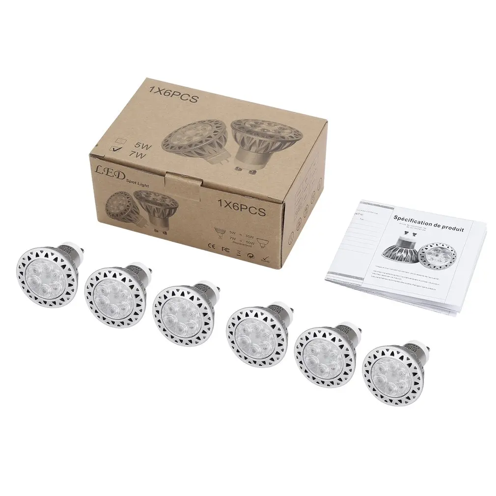 

ICOCO 7W GU10 Dimmable LED Spotlight Warm White 2700k 38 Beam Angle 50 Watts Halogen Bulbs Equiv Aluminum 560 LM 6-Pack
