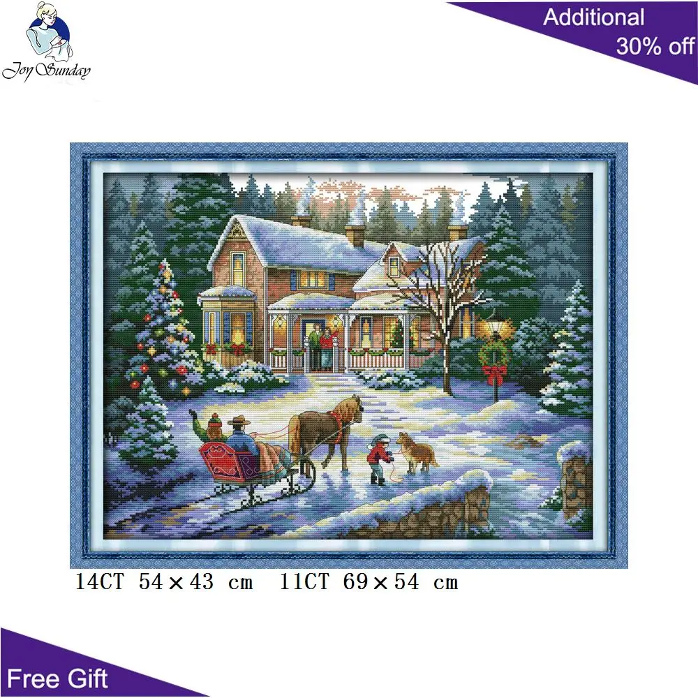 Joy Sunday Рождественский возврат Вышивка крестиком F53114CT 11CT подсчитанный и