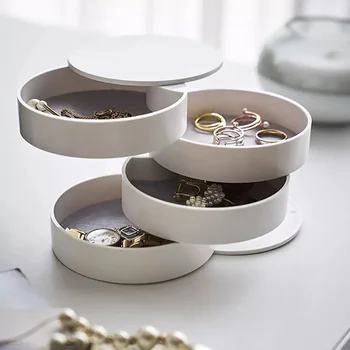 

Novelty 4 Layers Plastic Jewelry Boxes Rotating Jewelry Container Box Earrings Ring Multifunction Jewelry Storage Box