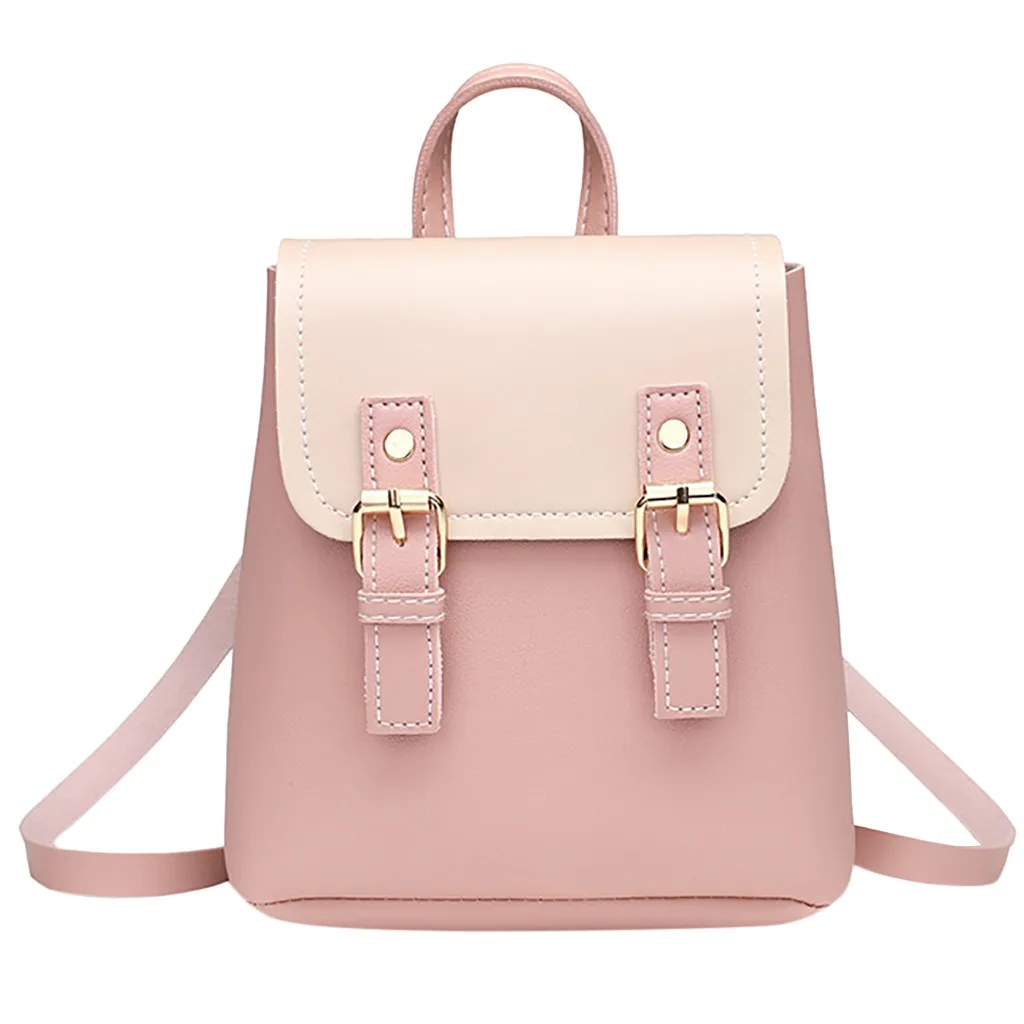 

Mini Backpack 2019 Women PU Leather Shoulder School Bag For Teenage Girls Fashion Patchwork Female Ladies School Backpack sac