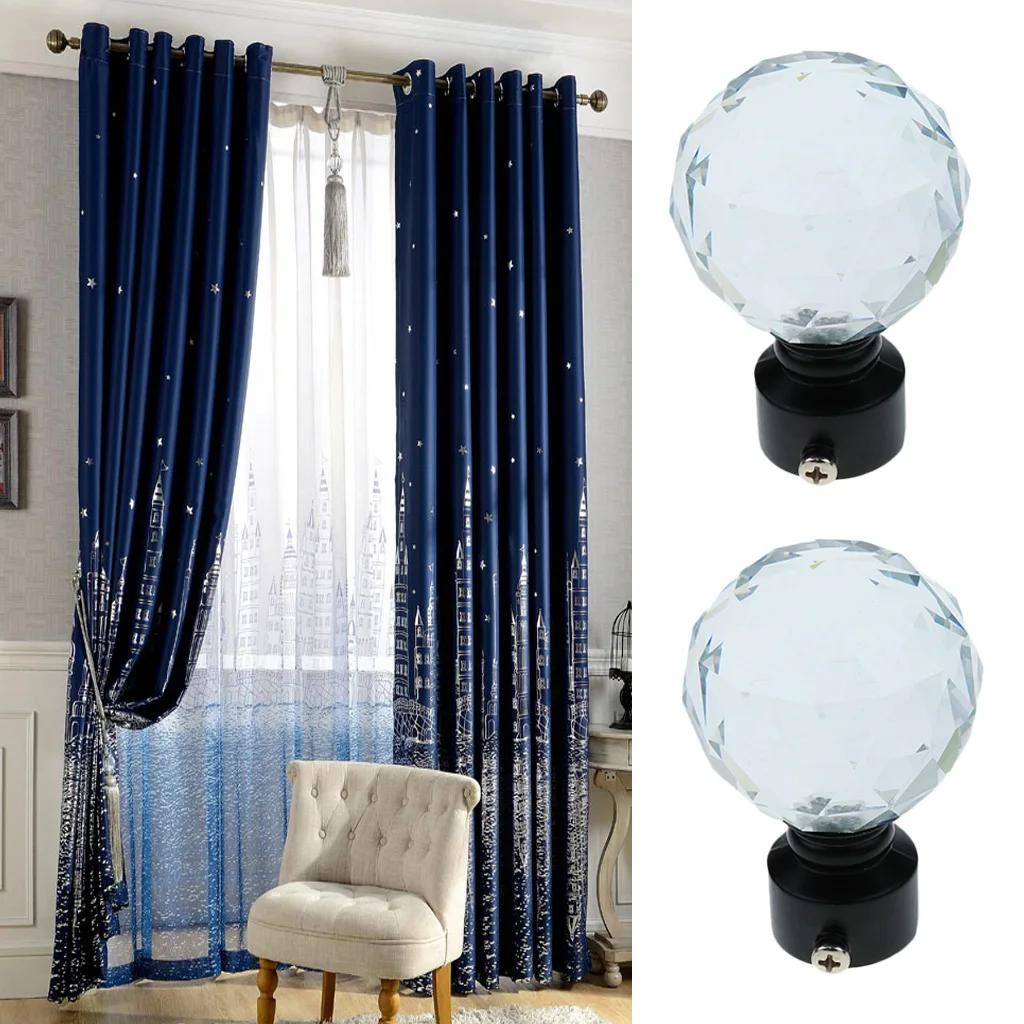 Pair Decorative Window Curtain Rod End Drapery Rail Pole Head Cap fit 28mm Dia. Rods