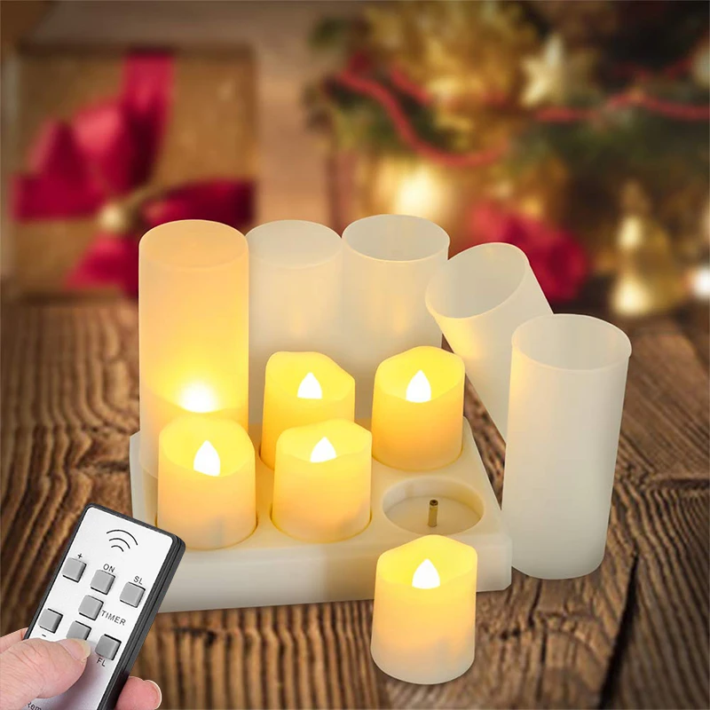 Led Candles Light USB Rechargeable Tealight Timer Remote Control For Birthday NewYear Christmas Home Decoration Halloween Candle