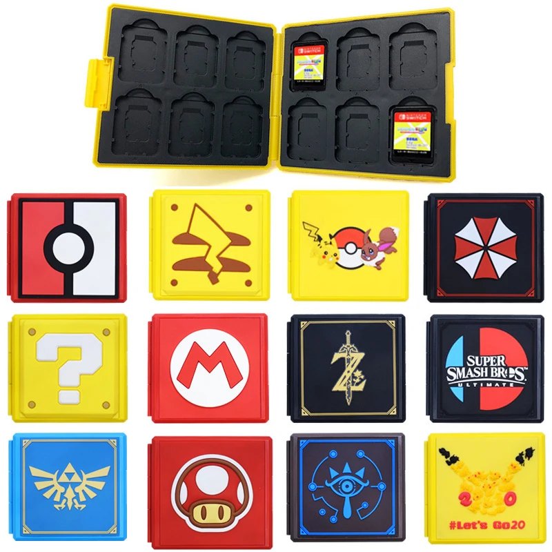 

24 In 1 Pokemon Sword Shield Game Cards Case Box Cosplay Props Unisex Pikachu Games Card Storage Boxes Mario Card Case