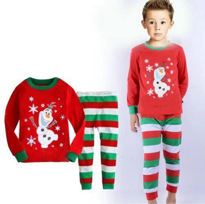 

New Santa Baby Boy Pajamas Clothes Suit Cotton 2019 Christmas Children Pyjamas Clothing Set Kids T-Shirts Trouser Striped Pant