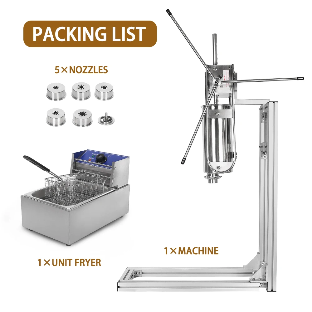 Máquina Churrera Para Masa Con 6 Boquillas Y Adaptador