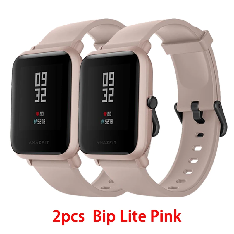 Смарт-часы Huami Amazfit Bip Lite 2 с глобальной версией,, Xiaomi, gps, 45 дней, батарея, глонесс, Смарт-часы с частотой сердечных сокращений - Цвет: 2pcs pink